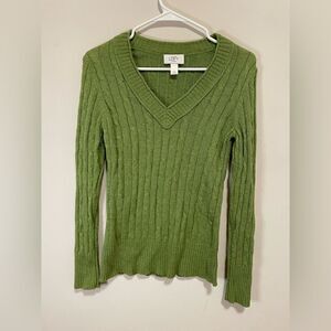 ANN TAYLOR Green V neck Sweater